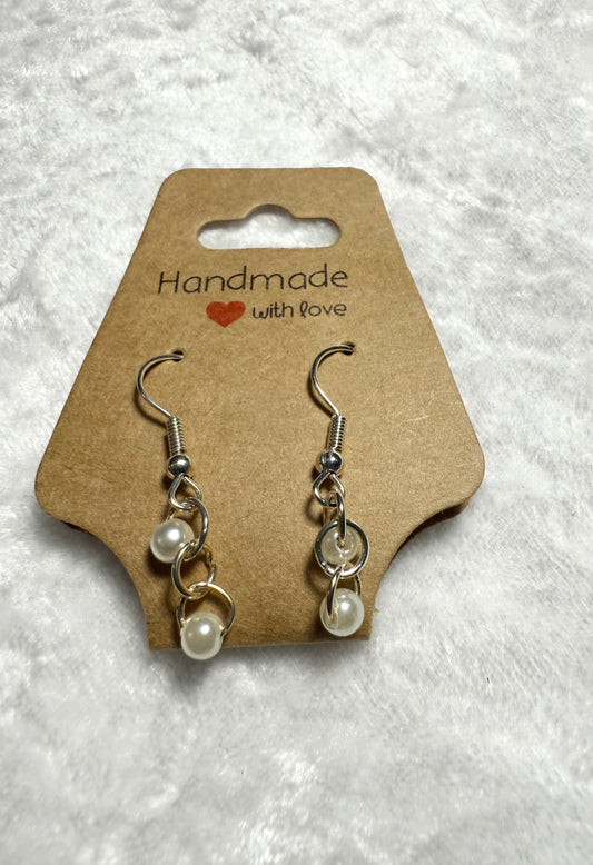 Silver Pearl Coloured Earrings