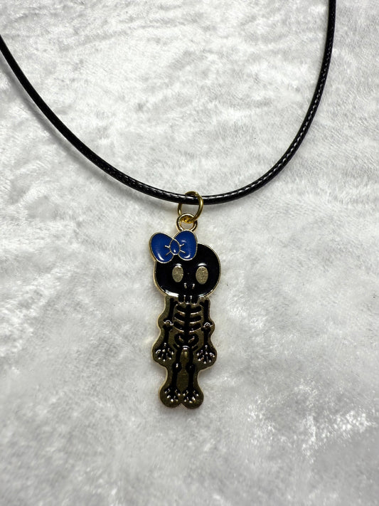 Black Skeleton with Bow Necklace